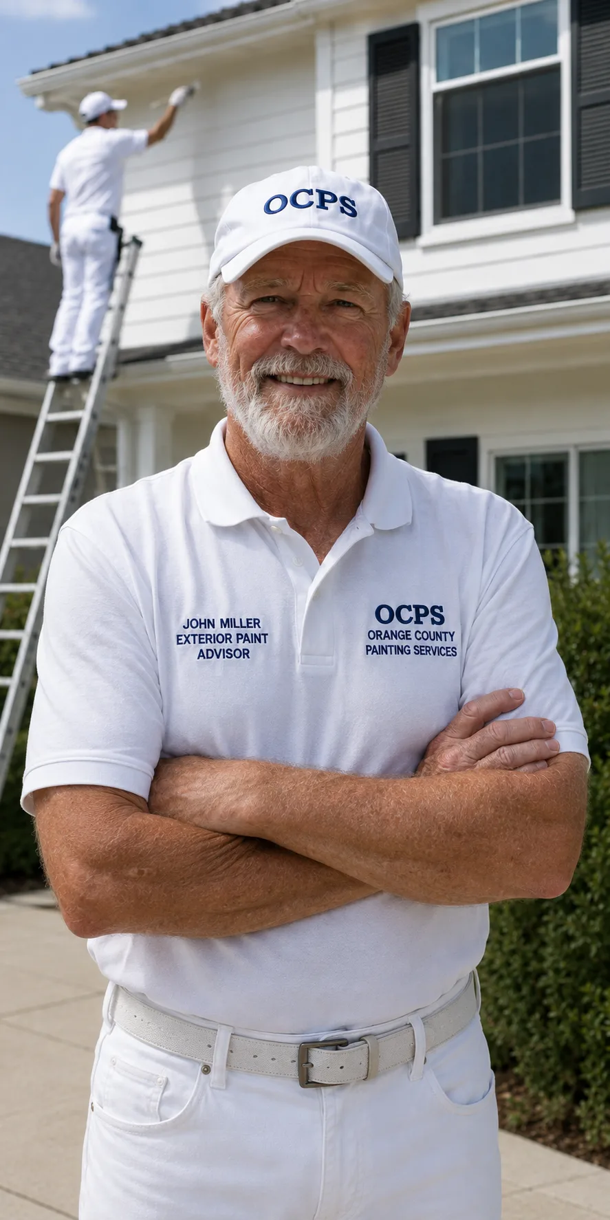 John Miller, OCPS Exterior Paint Advisor, standing outside a Southern California home.